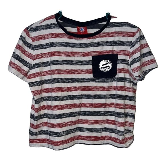 FC Bayern Munchen Crop Top Soccer Short Sleeve Red White Blue Women Medium - Picture 1 of 9
